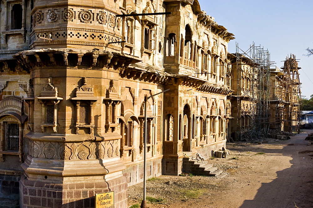 Morvi Temple (the Secretariat) an administrative building with a Hindu temple in the centre, built in the 19th century and being restored following the 1997 earthquake, Morvi, Gujarat, India, Asia