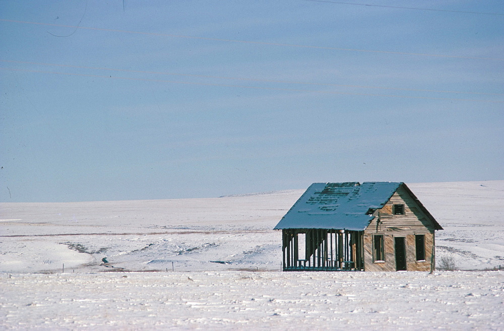 The Great Plains under snow, New Mexico, United States of America, North America