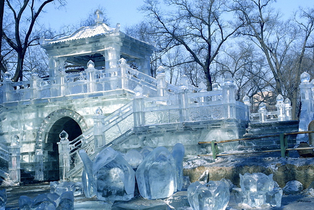 Architectural ice sculpture, Harbin, Heilangjiang Province, China, Asia