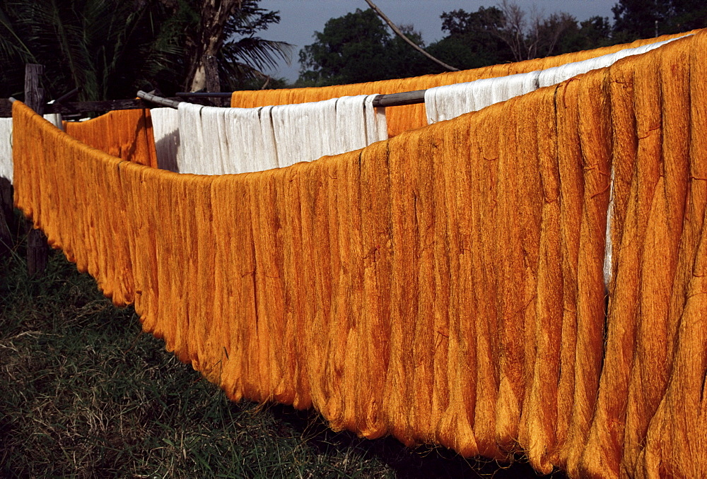 Silk drying, domestic industry, Thailand, Southeast Asia, Asia