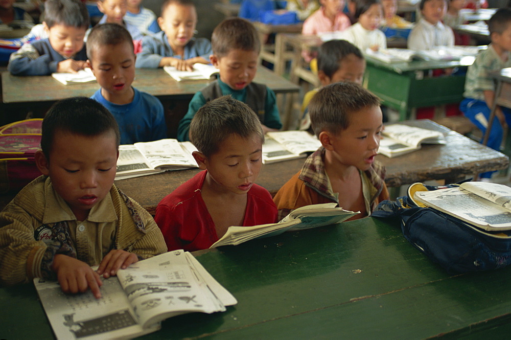 More boys than girls in country primary school, Guizhou, China, Asia