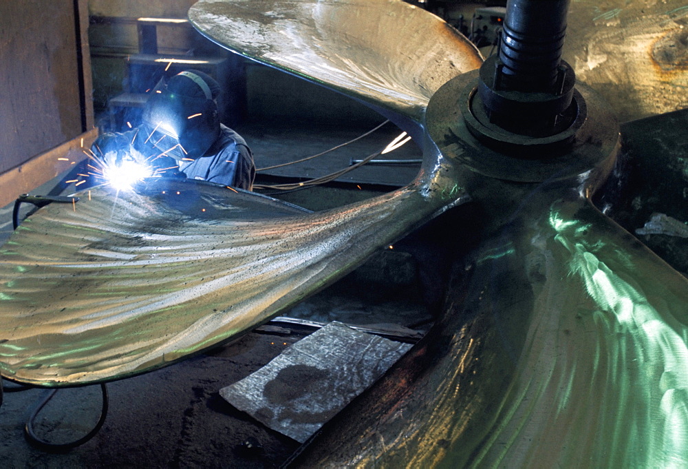 Welding propeller, marine industry, Seattle, Washington, United States of America, North America