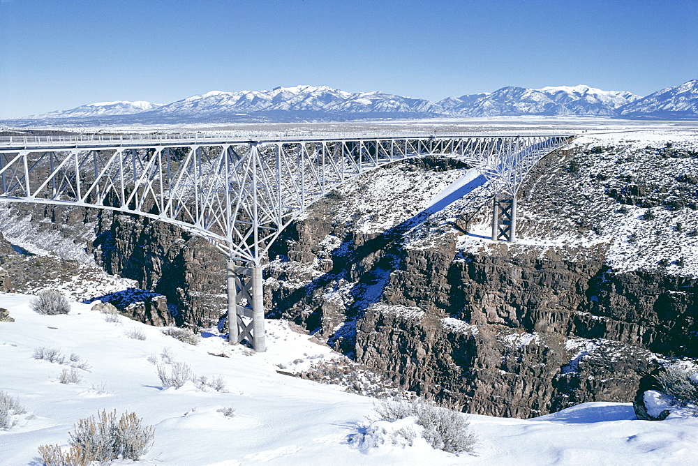 Bridge over Rio Grande Gorge near Taos, New Mexico, United States of America (U.S.A.), North America