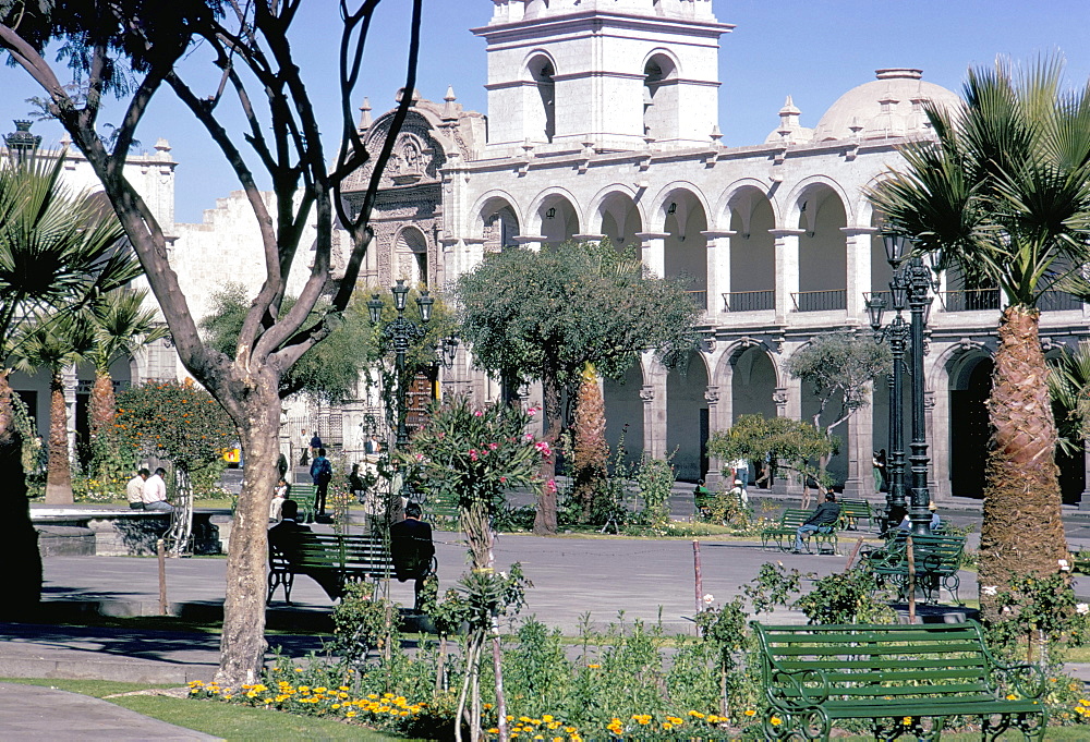 Plaza de Armas, main square, Arequipa, UNESCO World Heritage Site, Peru, South America