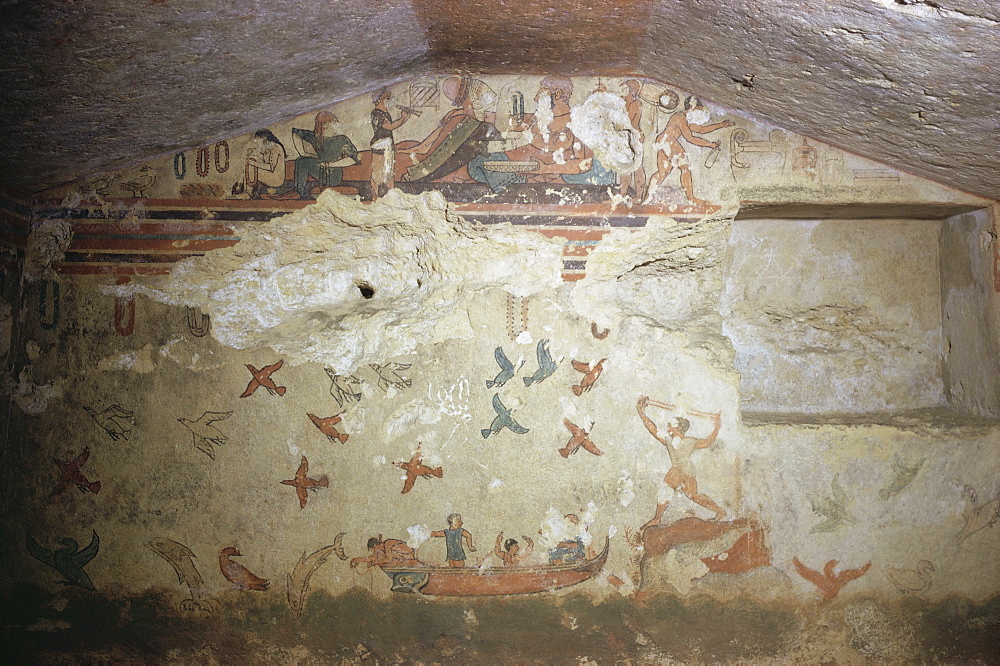 Etruscan tomb, Tarquinia, Italy, Europe