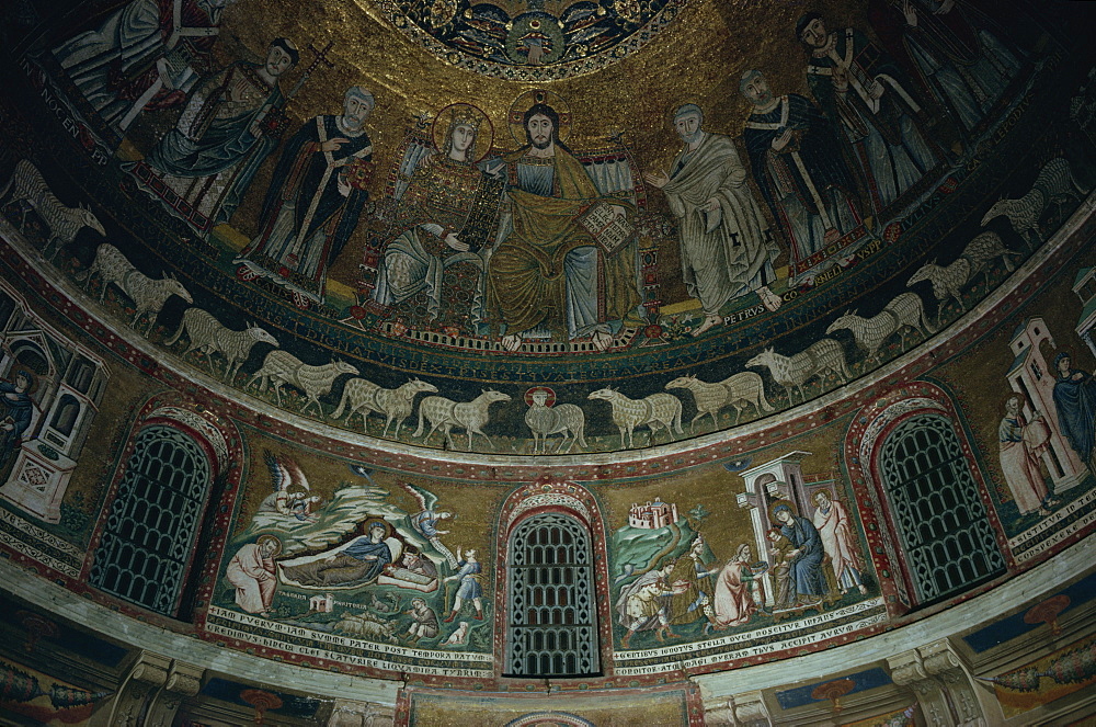 Apse mosaic, Santa Maria in Trastevere, Rome, Lazio, Italy, Europe