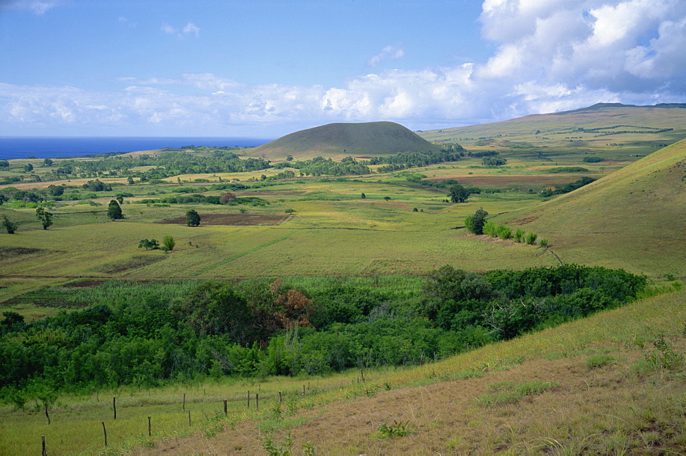 Landscape in the interior of Easter Island, Chile, Pacific, South America