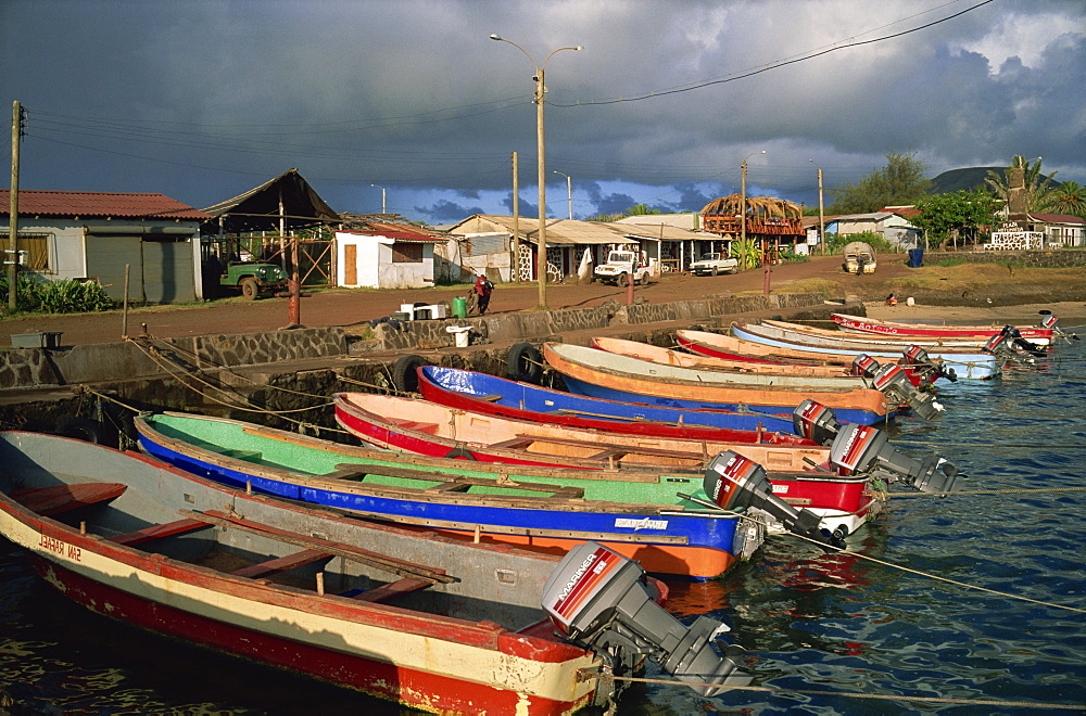 Tuna fishing boats, Hanga Roa, Easter Island, Chile, South America