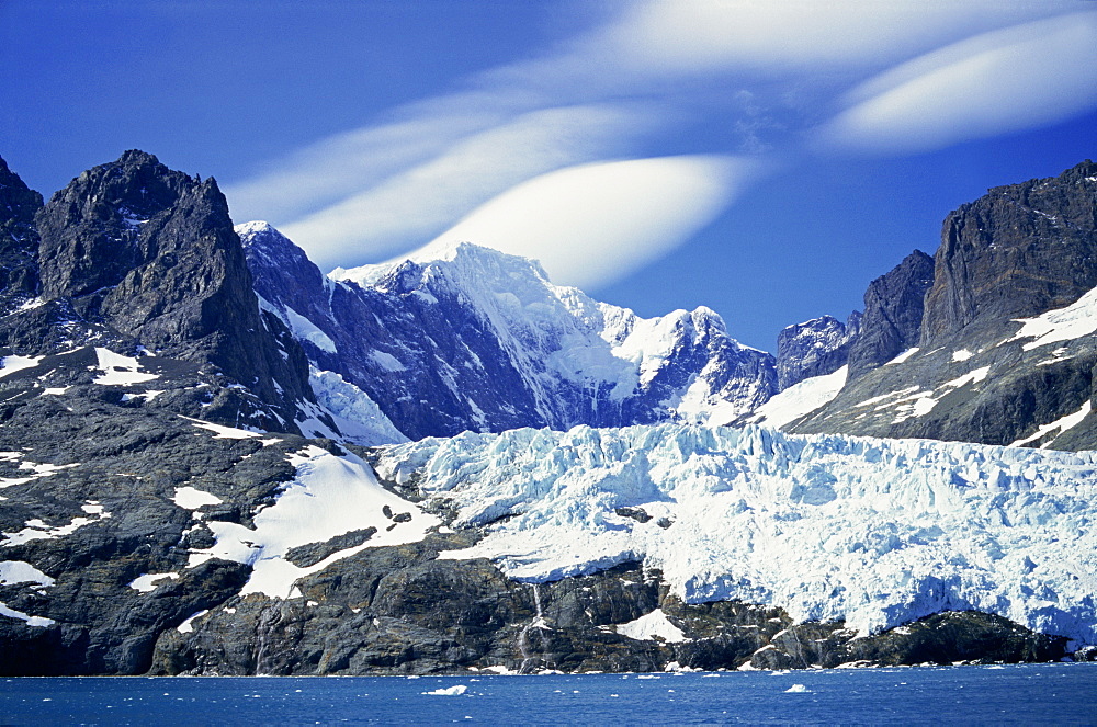 Glacier on southeast coast, South Georgia, Polar Regions