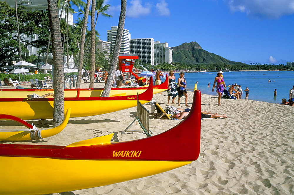 Waikiki Beach, Honolulu, Oahu, Hawaiian Islands, United States of America, Pacific, North America