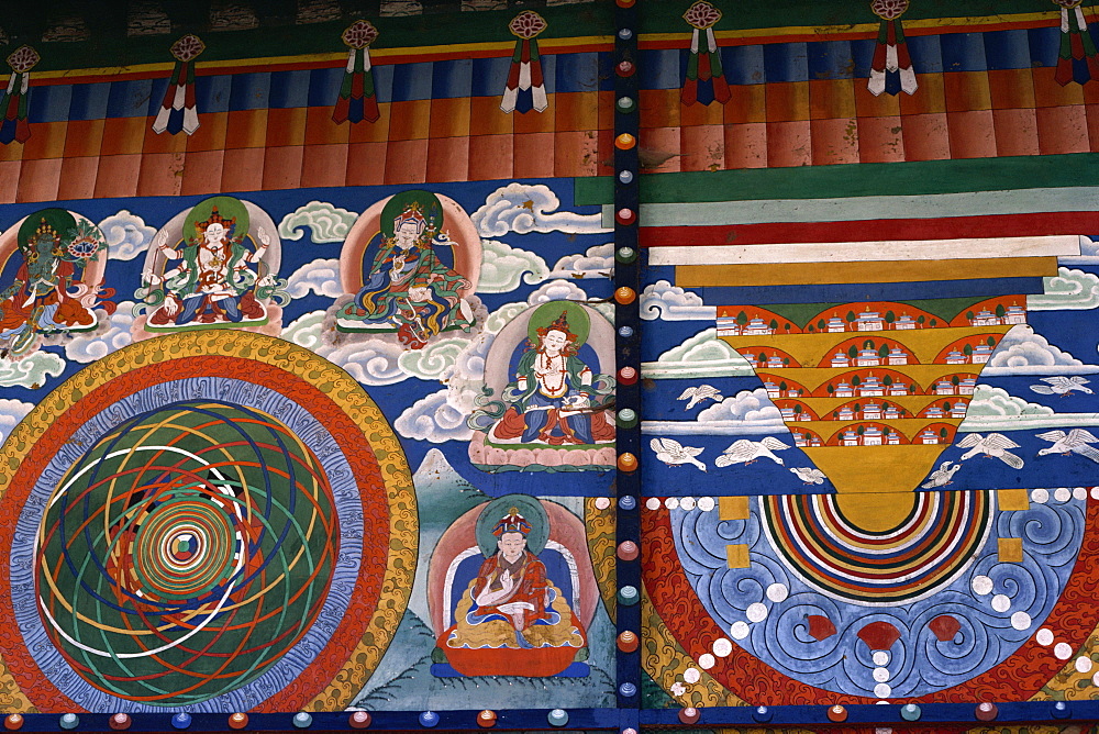 Wall painting, Punakha Dzong, Bhutan, Asia