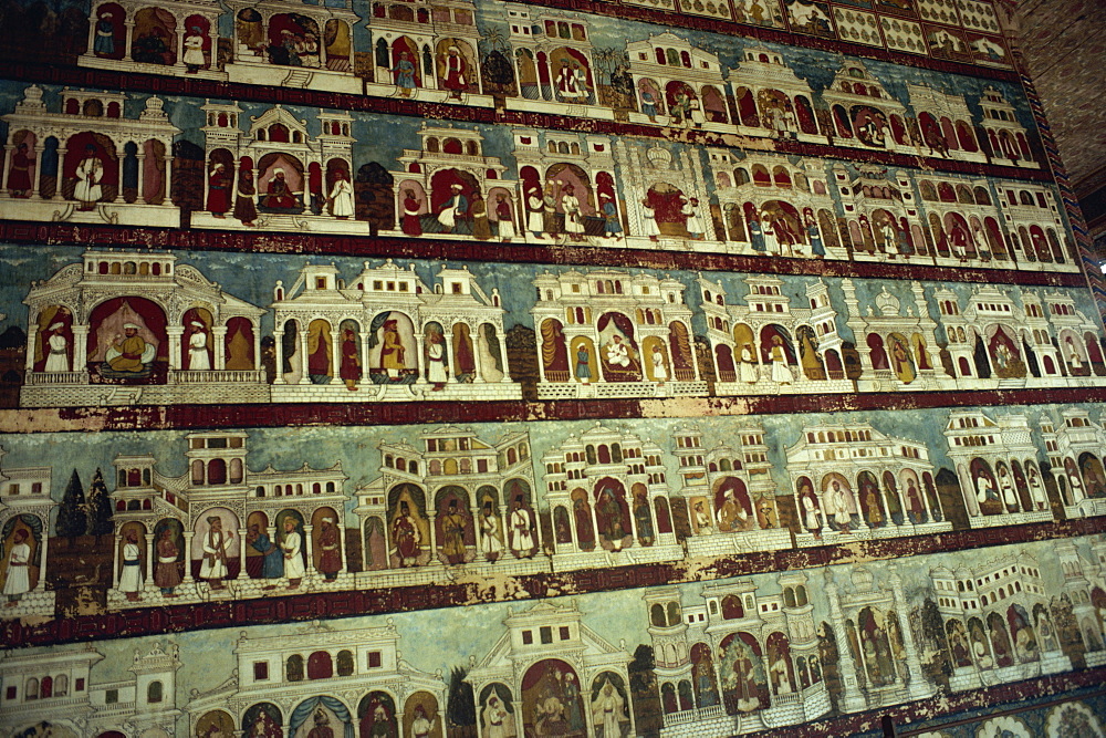 Murals in Tipu Sultan's palace, Seringapatam, Mysore, Karnataka state, India, Asia