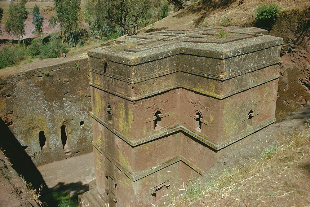 St. Giorgis (St. George's) rock cut church, Lalibela, Ethiopia, Africa