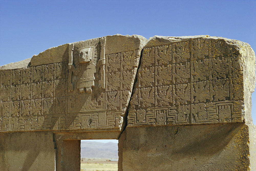 The Sun Gate, Aymara culture, 600 AD, archaeological site, Tiahuanaco, Bolivia, South America