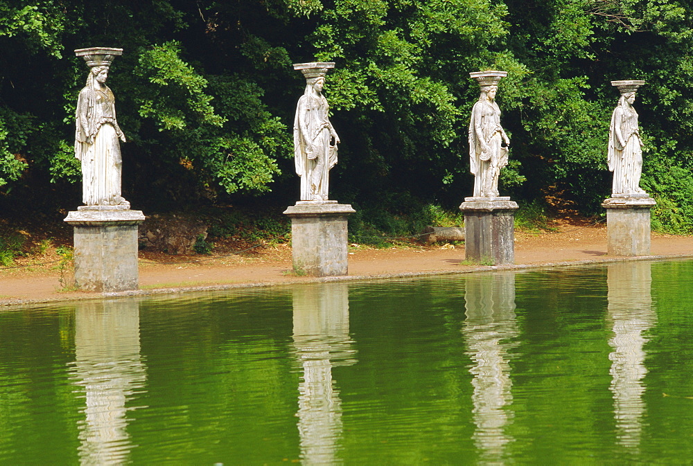 Caryatids line Canal of Canopue, Hadrian's Villa, Tivoli, Lazio, Italy