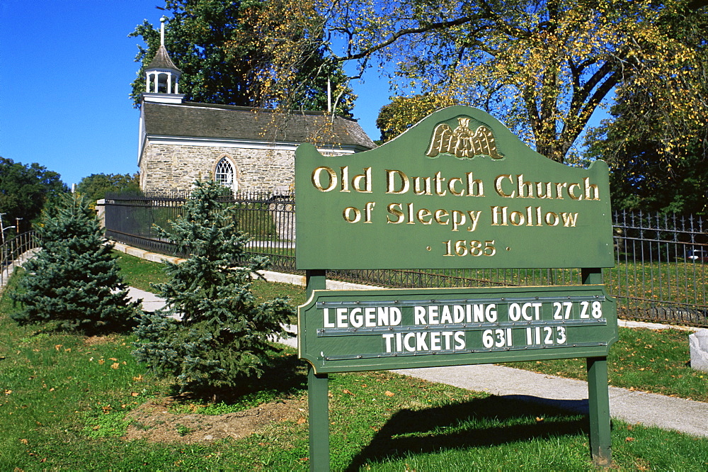 Old Dutch church dating from 1685, Sleepy Hollow, New York State, United States of America, North America