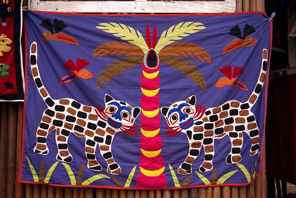 Applique work, Ganvie (stilt village), Benin, West Africa, Africa