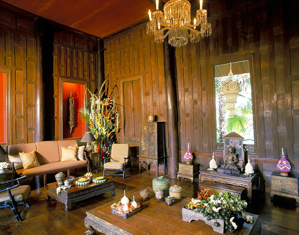 The living room, Jim Thompson's house, Bangkok, Thailand, Southeast Asia, Asia