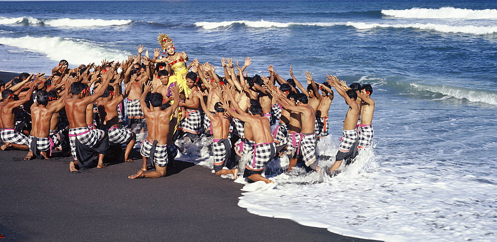 Kecak (Monkey Dance), created by German artist and choreographer Walter Spies in the 1930s drawing on elements of the Hindu epic the Ramayana, Bali, Indonesia, Southeast Asia, Asia