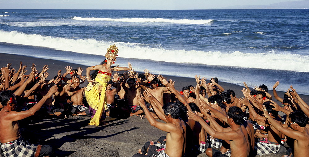 Kecak (Monkey Dance), created by German artist and choreographer Walter Spies in the 1930s drawing on elements of the Hindu epic the Ramayana, Bali, Indonesia, Southeast Asia, Asia