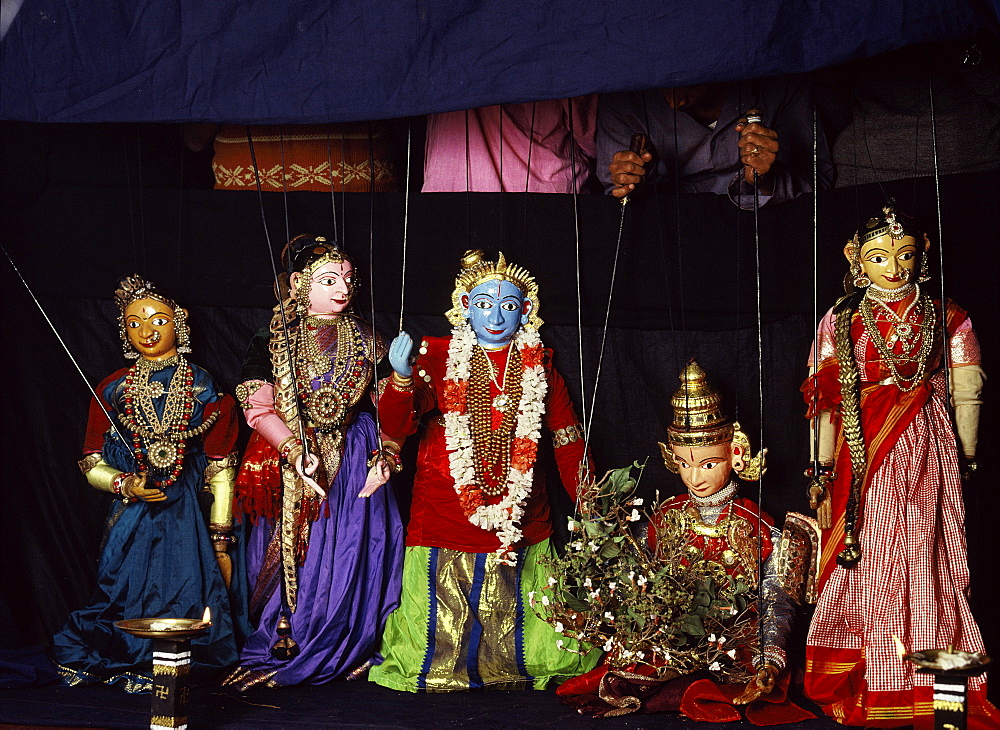 Rod puppets in Karnataka, India, Asia