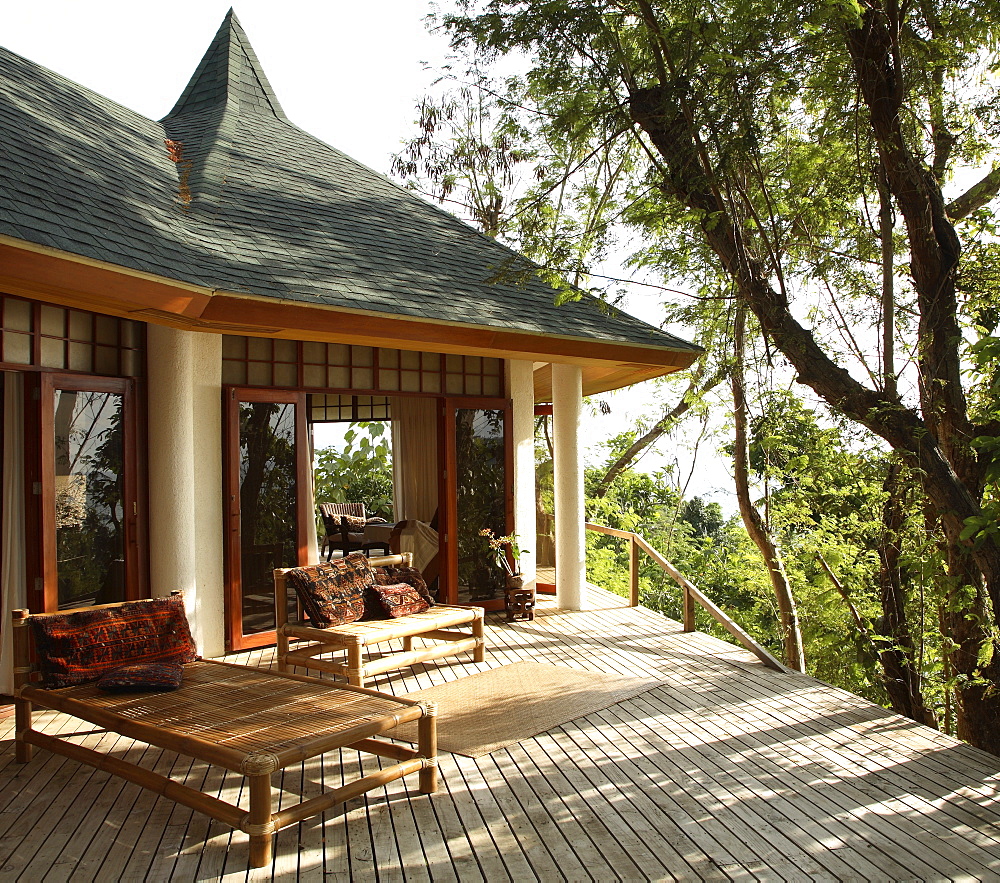 Outdoor deck at the Mandala Spa and Villas in Boracay, Philippines, Southeast Asia, Asia