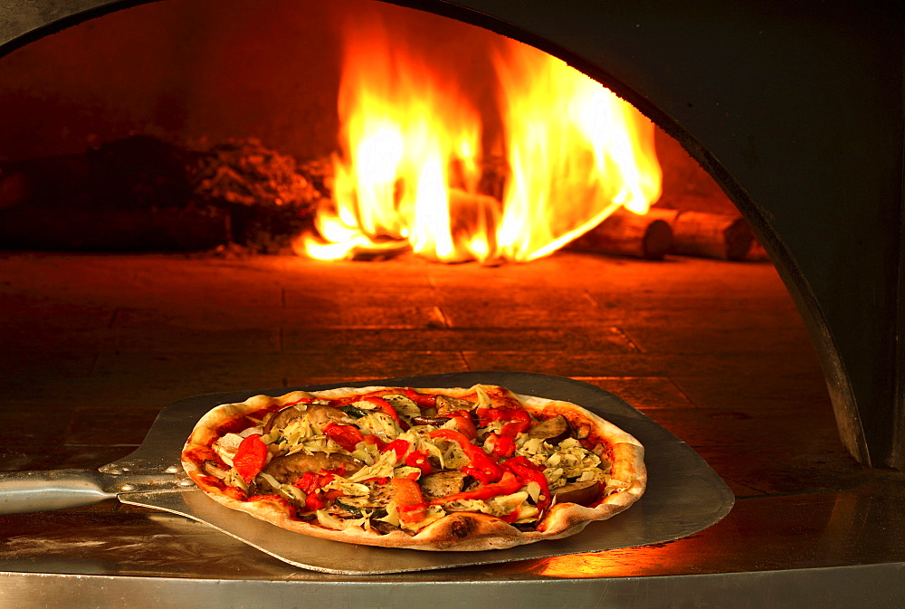 Pizza from the wood-fired oven, Italy, Europe