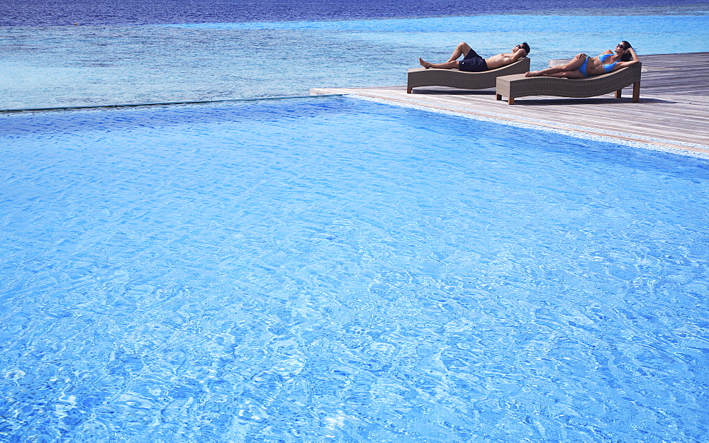 Pool at Coco Palm Bodu Hithi Resort in the Maldives, Indian Ocean, Asia 