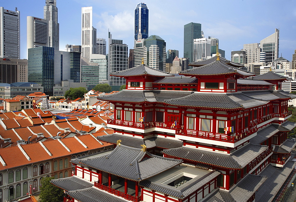 View of Chinatown with The Buddha Tooth Relic Temple, Singapore, Southeast Asia, Asia