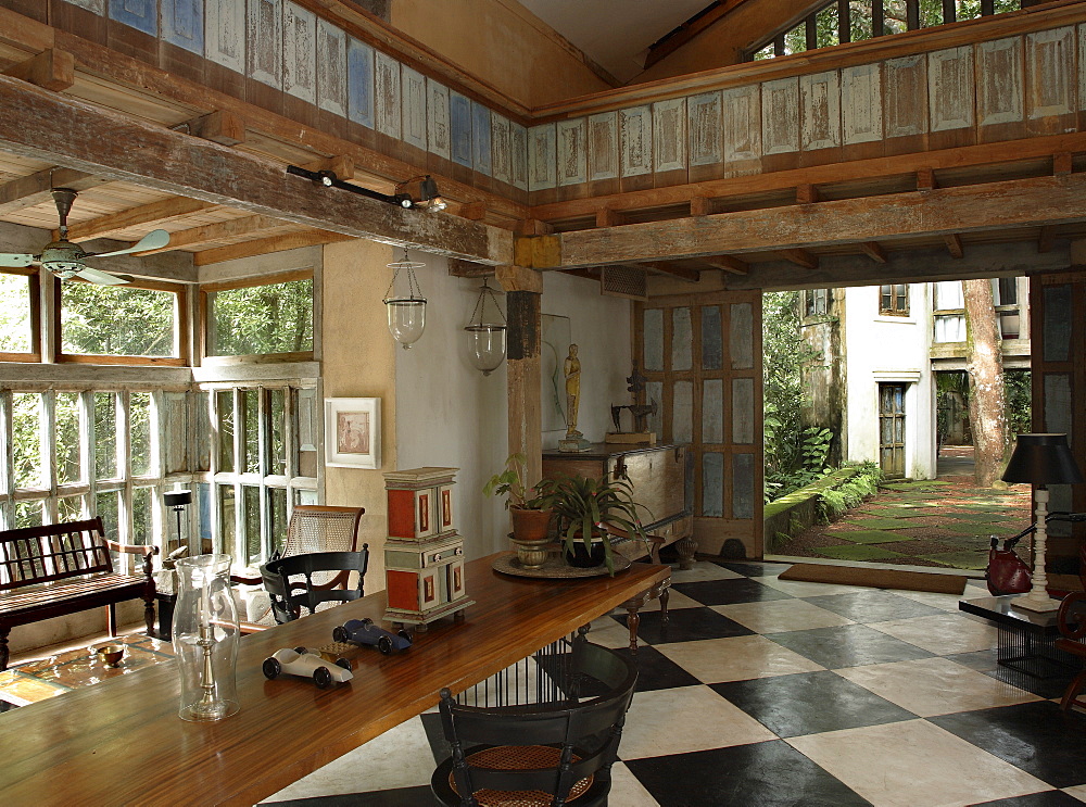 Interior of Lunuganga Garden Estate, garden developed by Geoffrey Bawa who lived between 1919 and 2003, Bentota, Sri Lanka, Asia