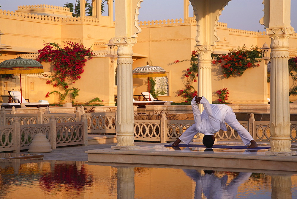 Yoga at The Oberoi Udaivilas in Udaipur, Rajasthan, India, Asia