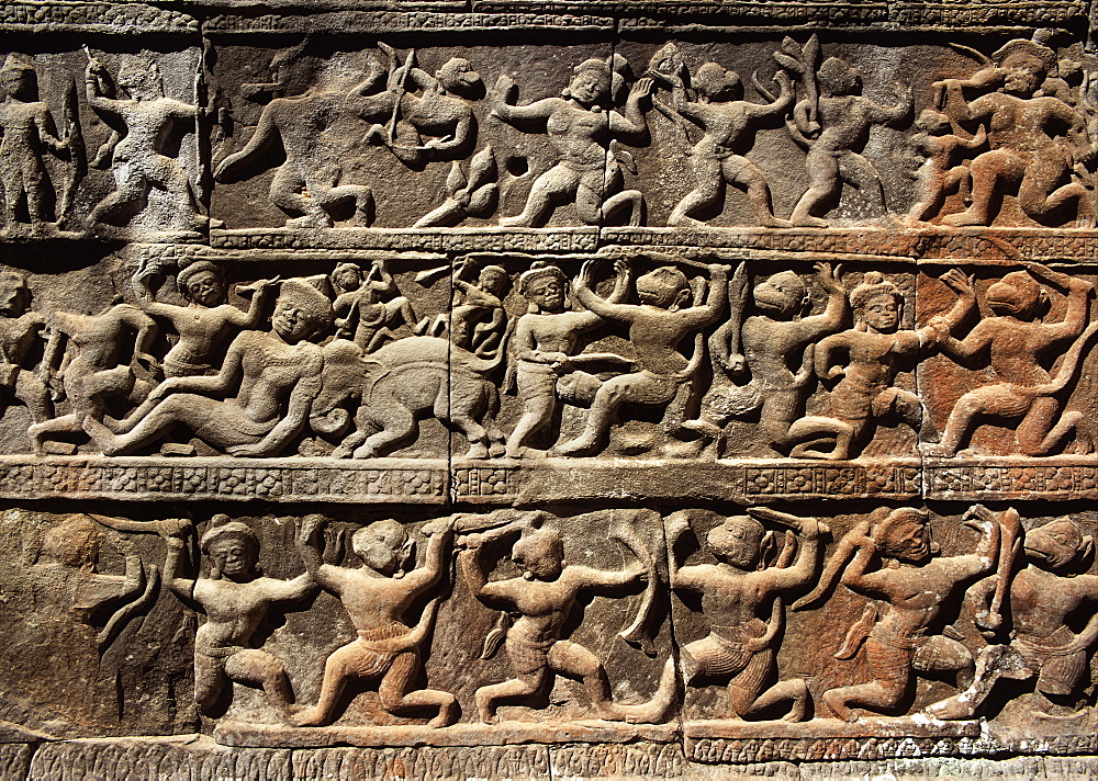 Reliefs from the mid 11th century, Baphuon, Angkor, UNESCO World Heritage Site, Cambodia, Indochina, Southeast Asia, Asia