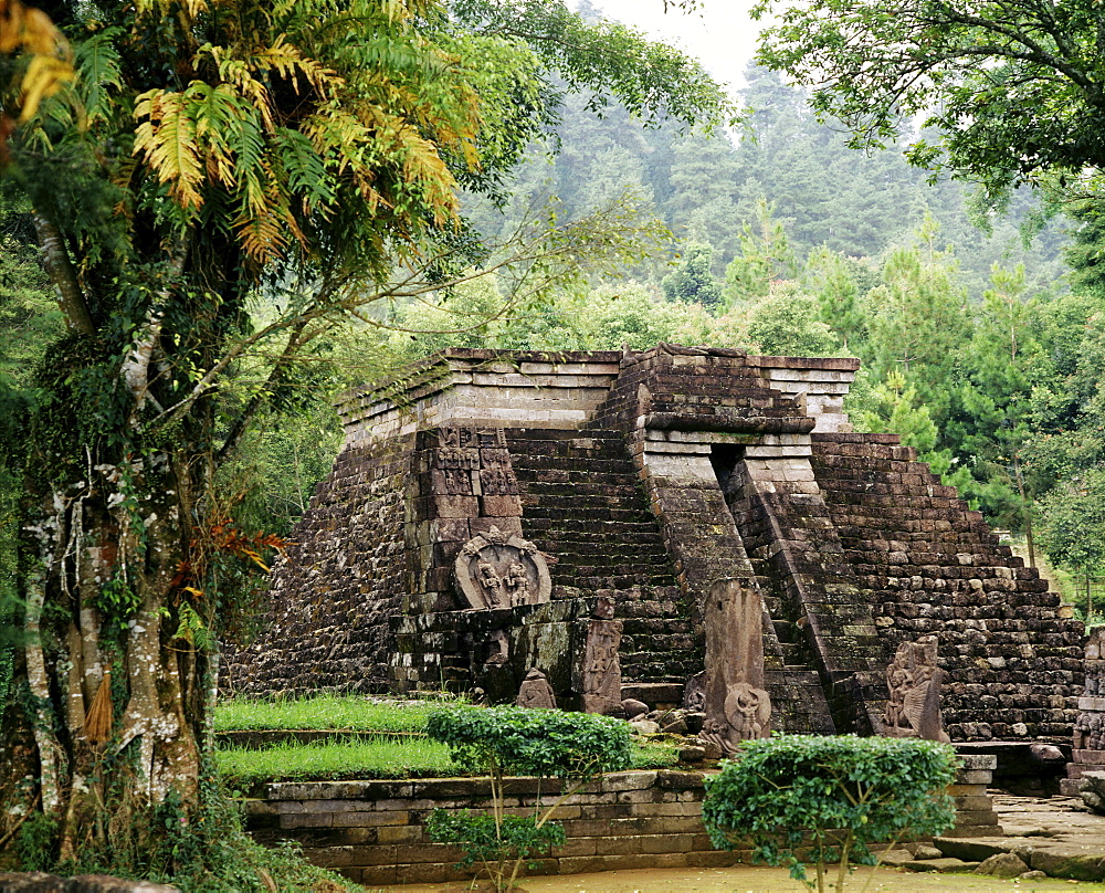 Candi Sukuh dating from the 15th century, on Mount Lawu, Solo, Central Java, Indonesia, Southeast Asia, Asia


