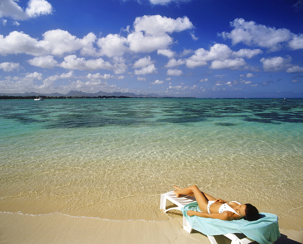 Beach at the Club Med at La Pointe Aux Canonniers, Mauritius, Indian Ocean, Asia