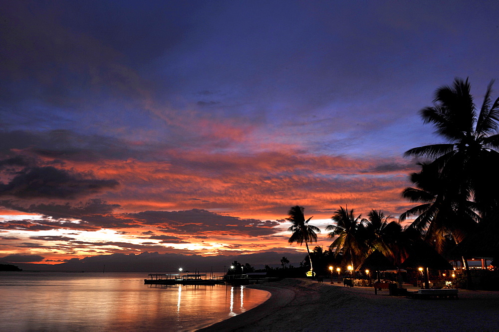 Sunset view of the beach, Badian Island Resort and Spa in Cebu, Philippines, Southeast Asia, Asia