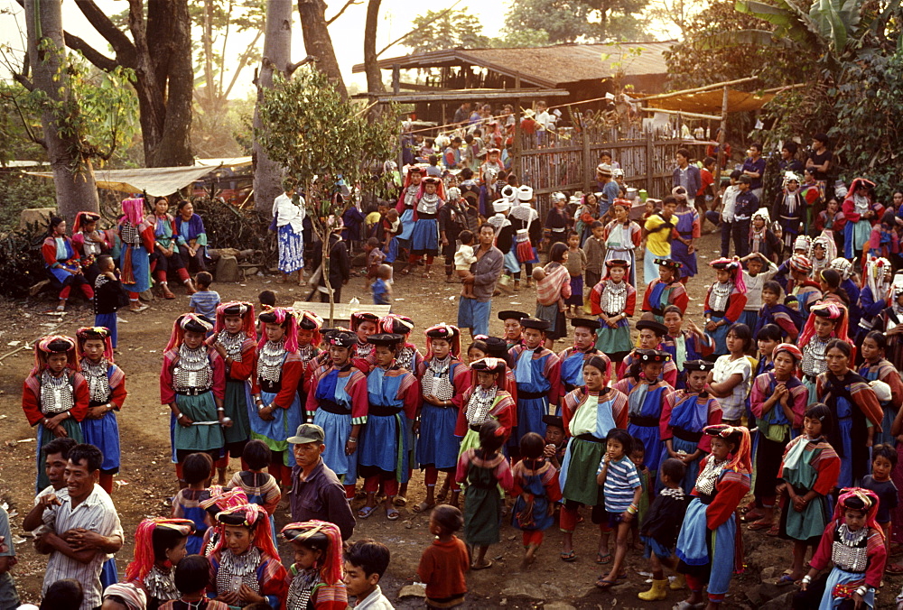 Gathering of Lisu tribes people, Northern Thailand, Southeast Asia, Asia