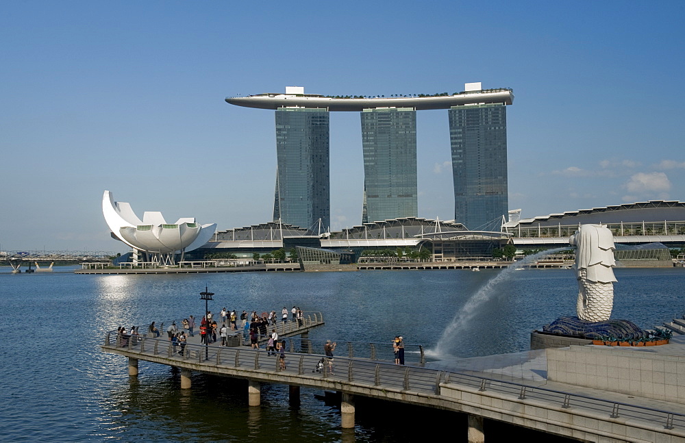 Marina Sands Resort and Casino and Merlion, Singapore, Southeast Asia, Asia