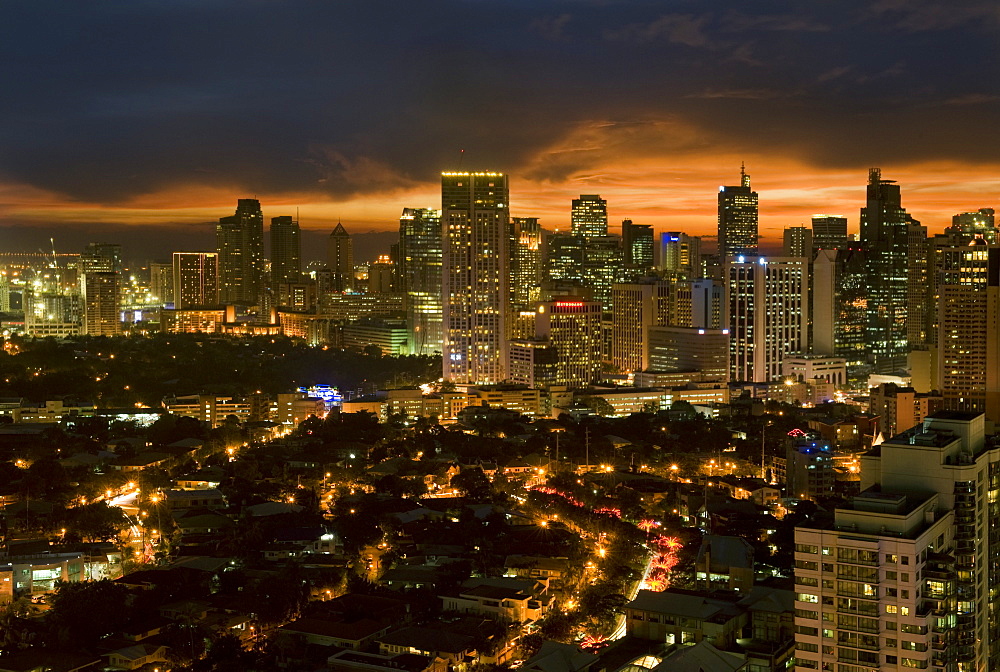 Night view of Makati, Metromanila, Philippines, Southeast Asia, Asia