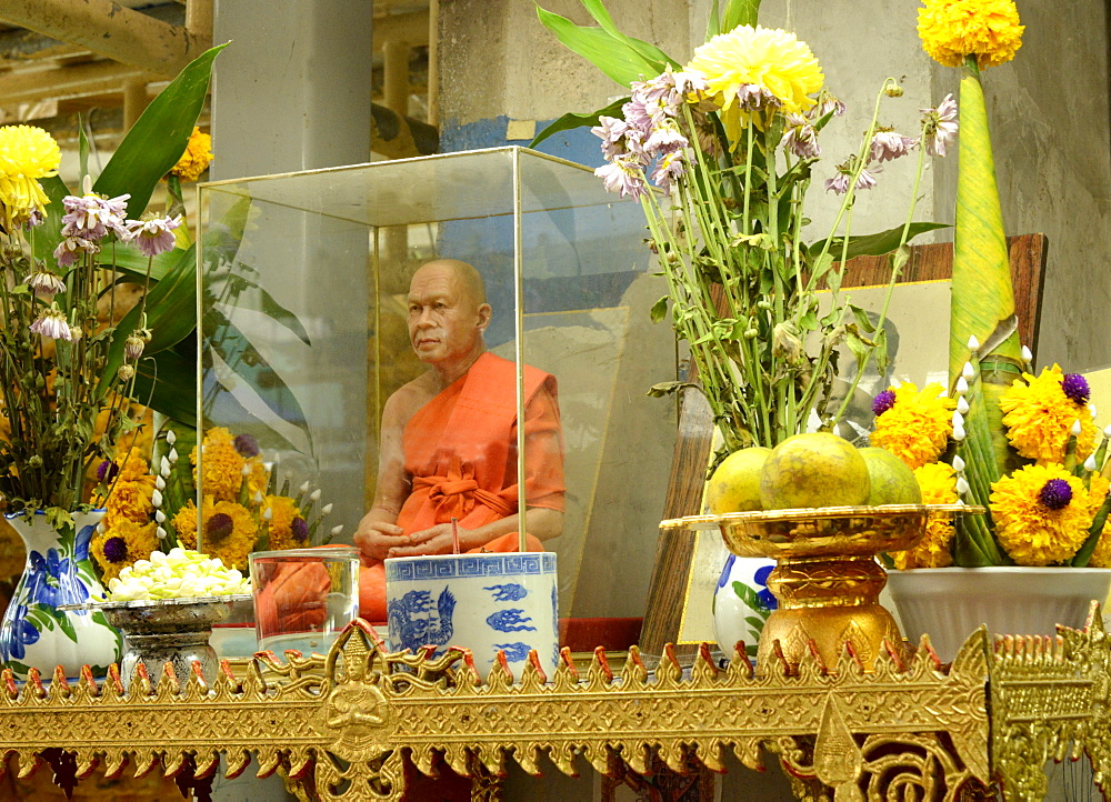 A wax monk, Bangkok, Thailand. Southeast Asia, Asia 