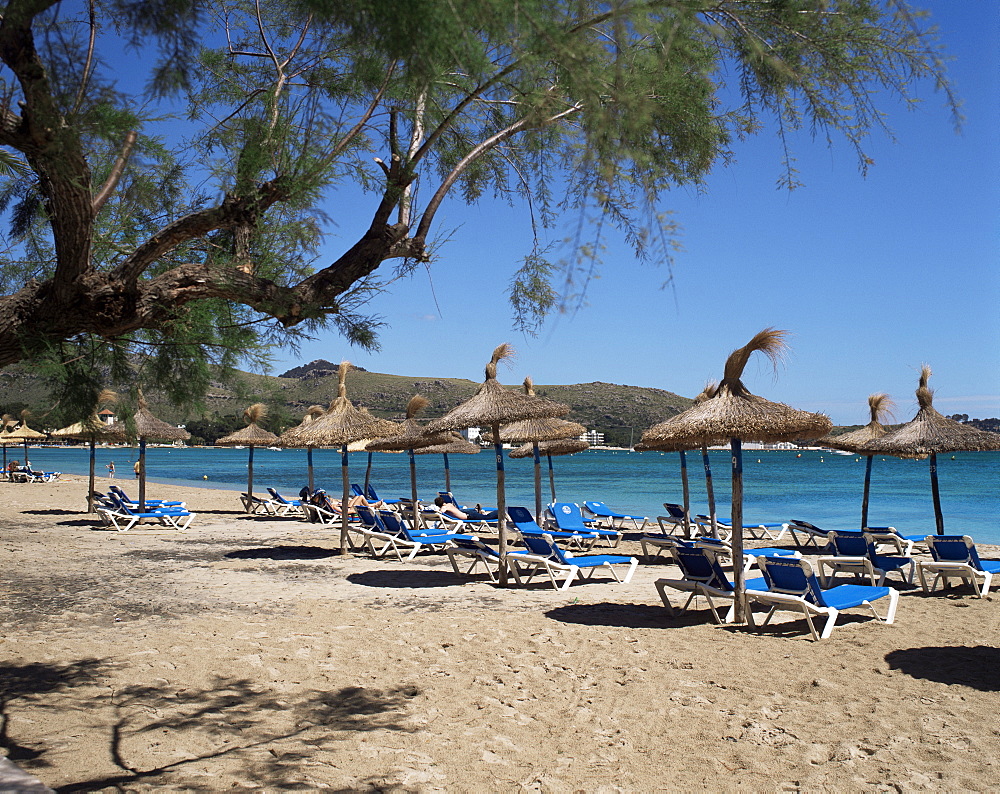 Beach, Port de Pollenca, Majorca, Balearic Islands, Spain, Mediterranean, Europe