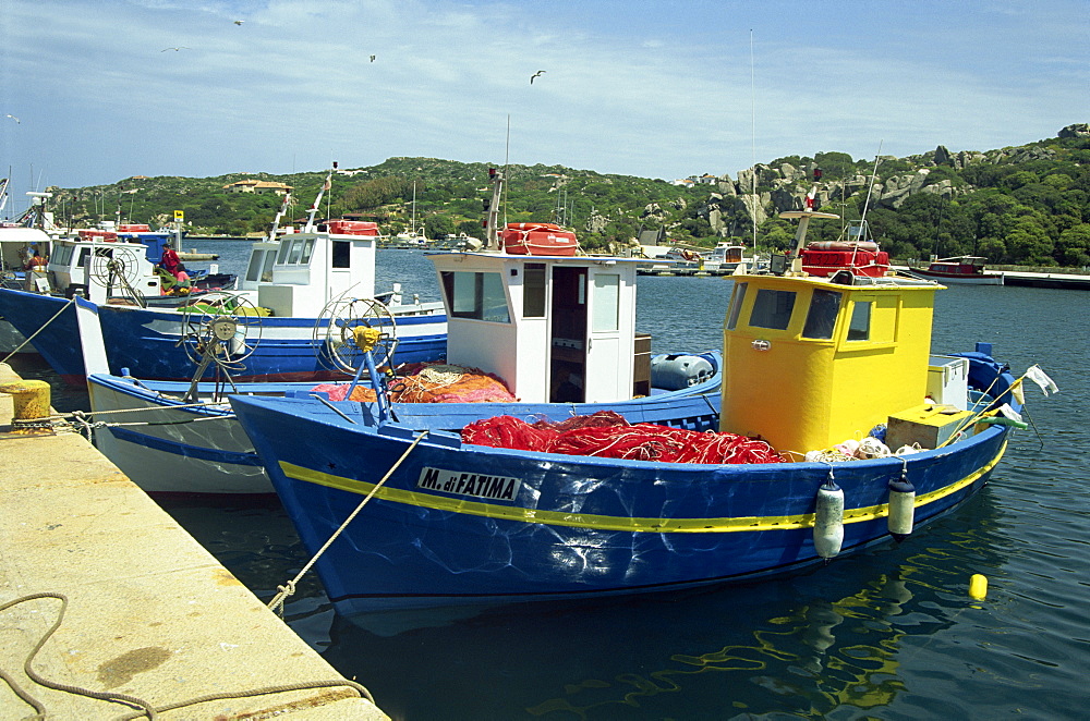 Fishing boats in port at Santa Teresa di Gallura on the island of Sardinia, Italy, Mediterranean, Europe