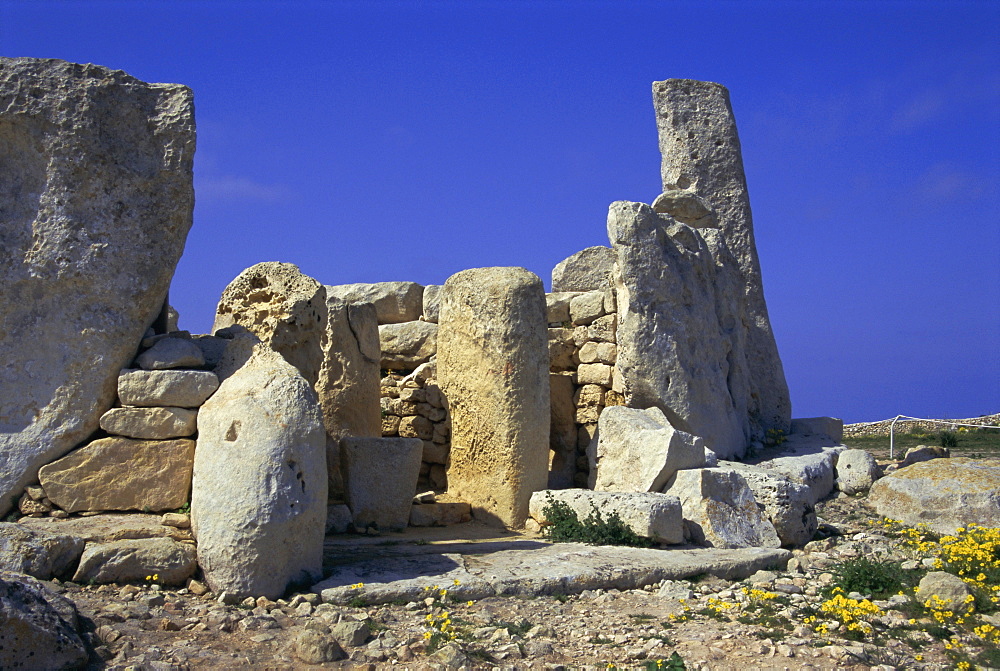 Megallithic temple dating from c. 3000 B.C., Hajar Qim (Hagar Qim), UNESCO World Heritage Site, Malta, Europe