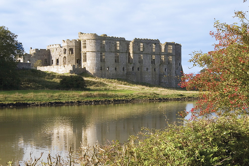 Carew Castle, built in the 12th century and abandoned in 1690, Pembrokeshire, Wales, United Kingdom, Europe