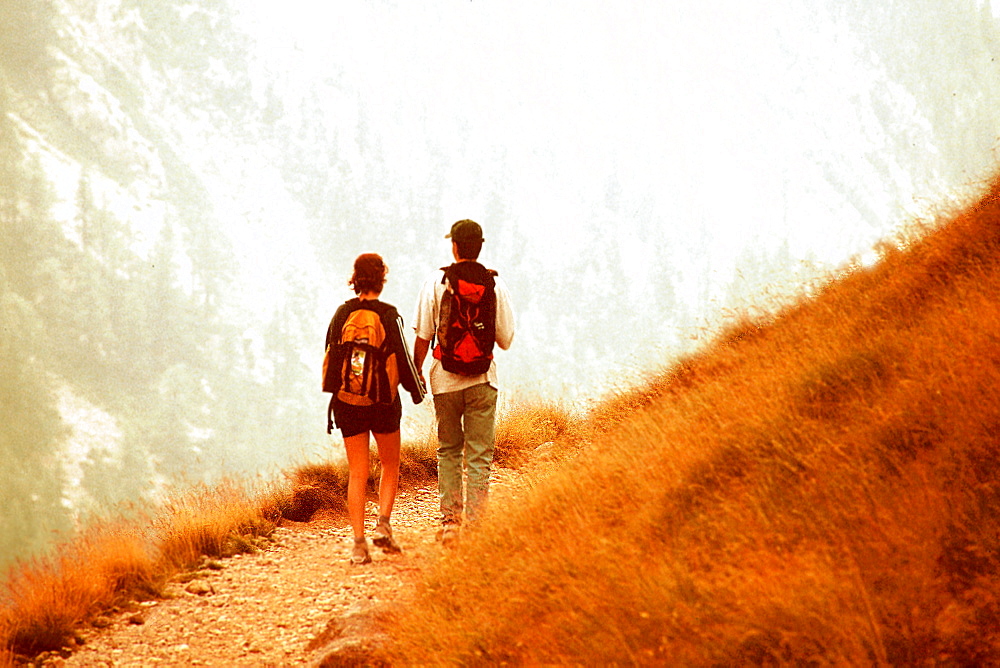 Walkers in the Mercantor National Park, Haut Alpes. France