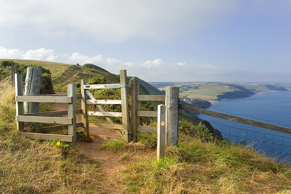 Stile, Devon Coast Path, South Hams, Devon, England, United Kingdom, Europe