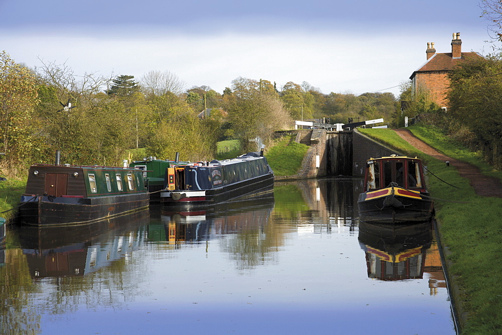 Top lock, the Tardebigge flight of locks, Worcester and Birmingham canal, Tardebigge, Worcestershire, England, United Kingdom, Europe