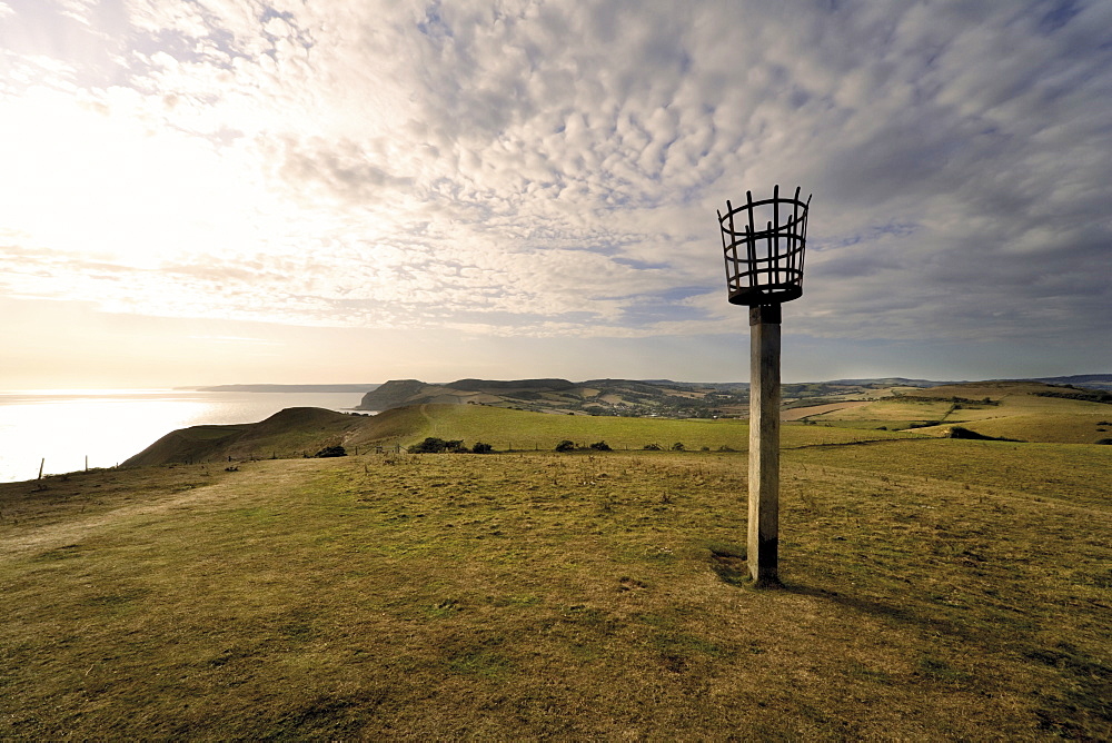 View from summit of Thornecombe Beacon, Eype Mouth, Jurassic Coast, UNESCO World Heritage Site, Bridport, Dorset, England, United Kingdom, Europe