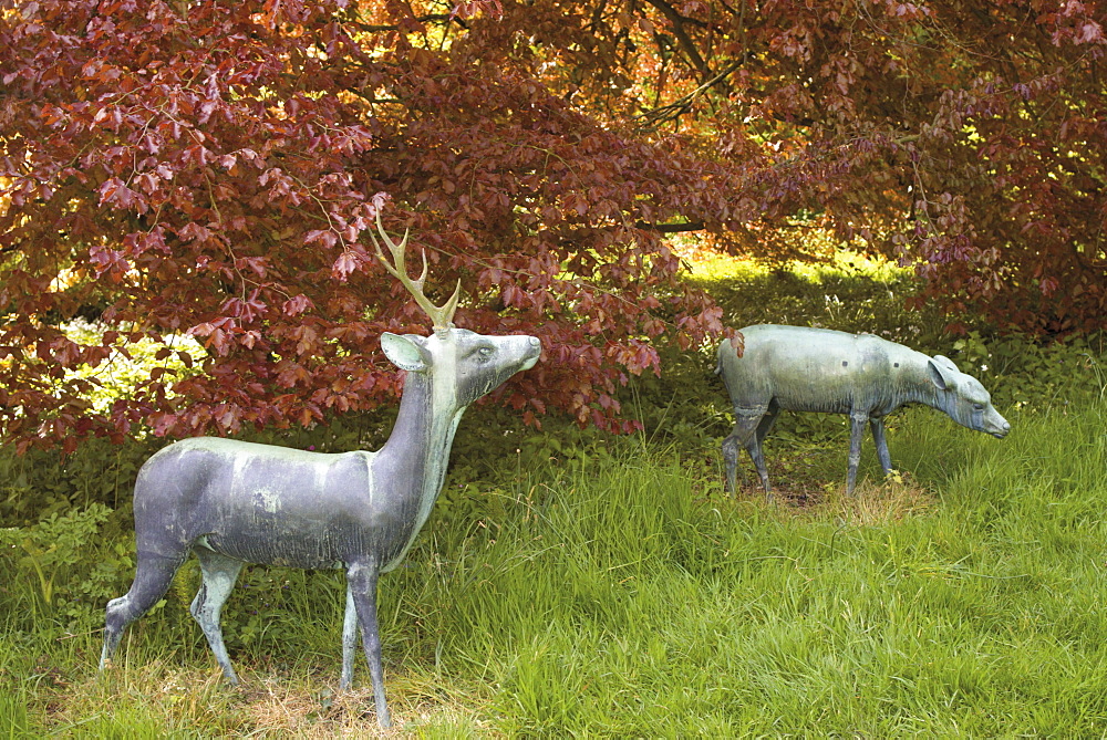 Animal sculptures, Batsford Arboretum, Batsford Hall, Moreton in the Marsh, the Cotswolds, Gloucestershire, England, United Kingdom, Europe