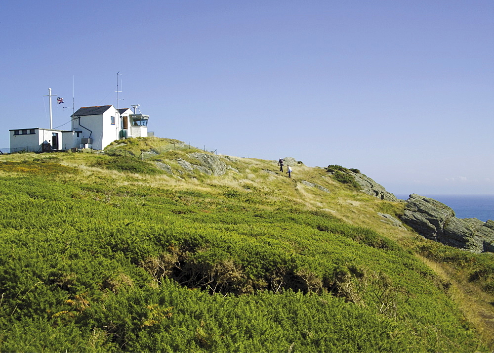 Coastguard coastal look-out station, South West Devon Coast path, National Trust land at Prawle Point, South Hams, Devon, England, United Kingdom, Europe