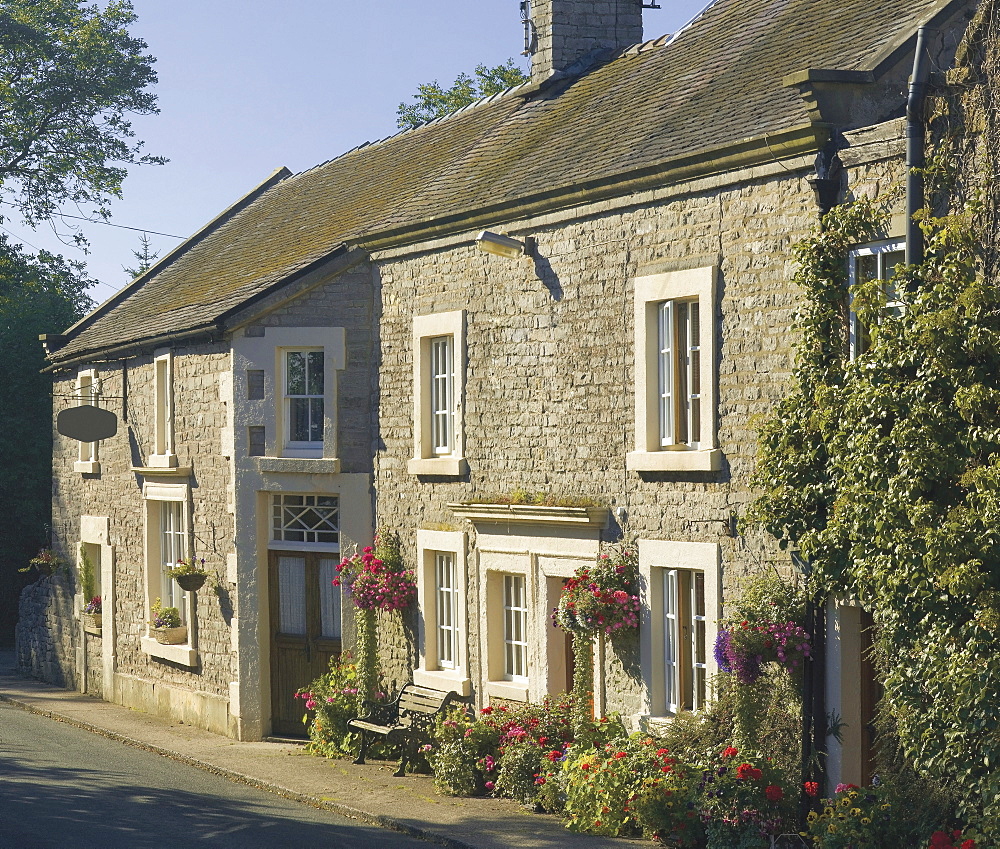 Houses on the Village Green, Alstonefield, Peak District National Park, Staffordshire, England, United Kingdom, Europe